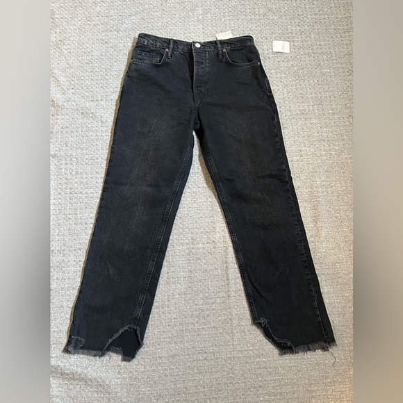 Free People Denim - Free People We The Free Black Tapered Baggy High Rise Boyfriend Fit Jeans 26 NWT